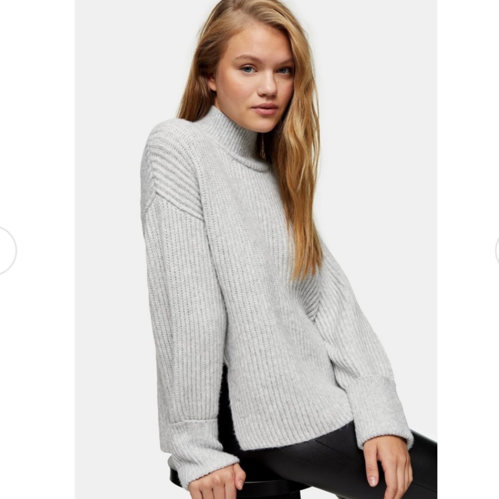 Topshop Plated Funnel Funnel neck Sweater 4 - 6 S